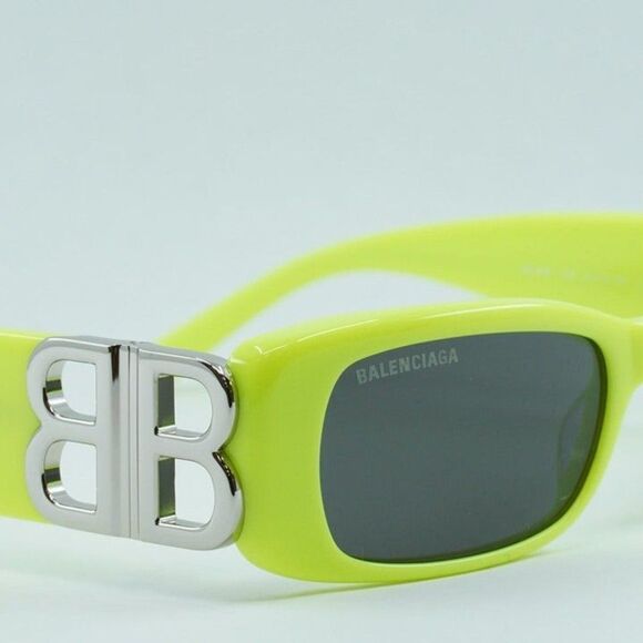 💯 NEWEST BALENCIAGA DYNASTY BB0096S 008 YELLOW SILVER GREY SUNGLASSES - Picture 4 of 9